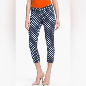 KATE SPADE Perry Street Navy White Gingham Cropped Pants Size 30